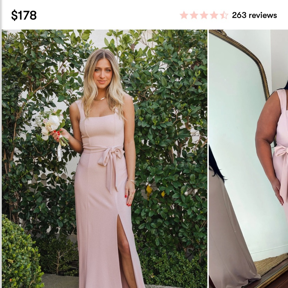 Show Me Your MuMu Dusty Blush Maxi Dress with Square Neck and Slit